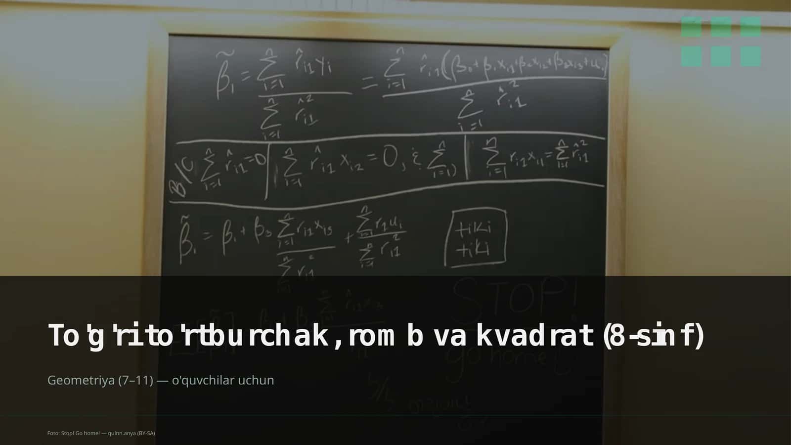 To'g'ri to'rtburchak, romb va kvadrat (8-sinf) 1
