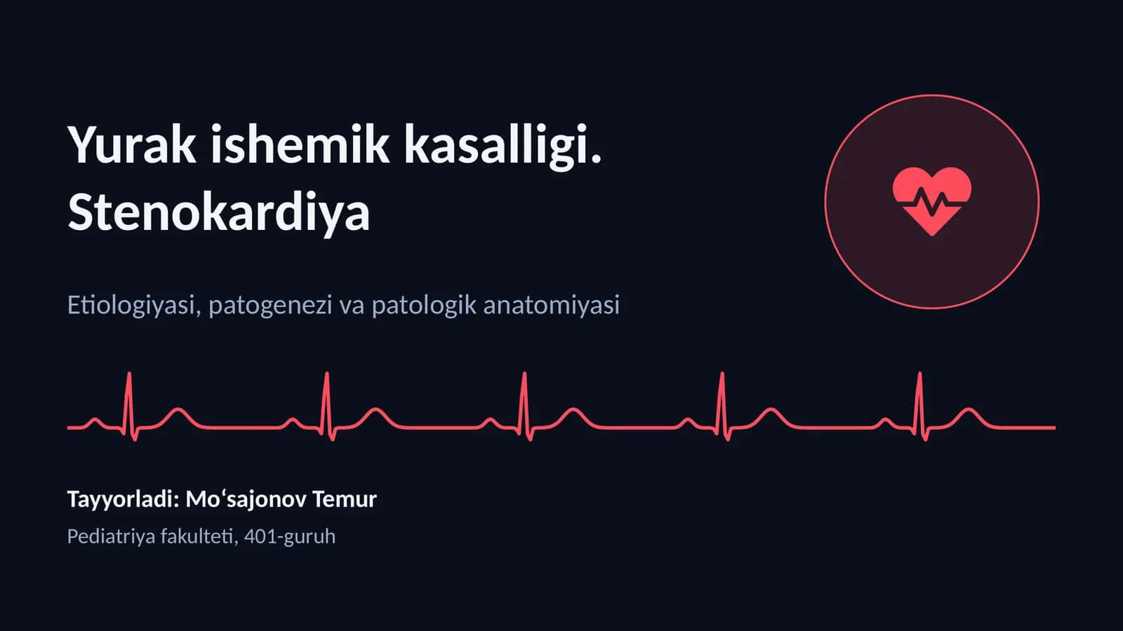 Yurak ishemik kasalligi. Stenokardiya 1