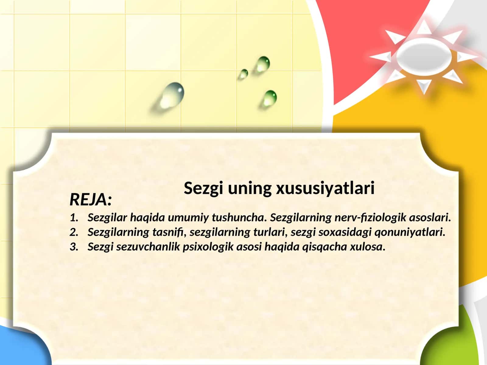Sezgi uning xususiyatlari 1