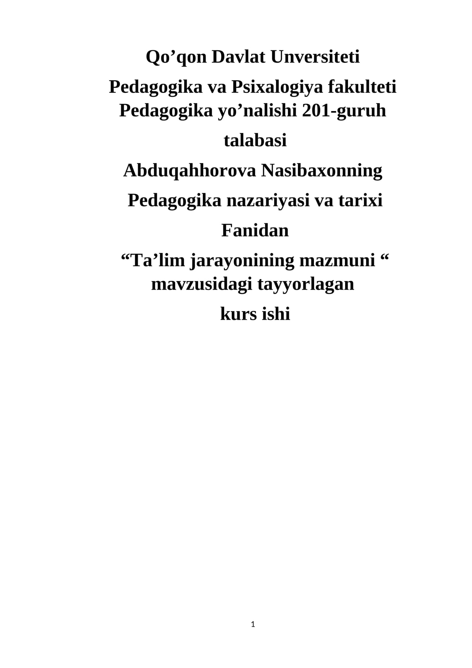Ta’lim jarayonining mazmuni 1