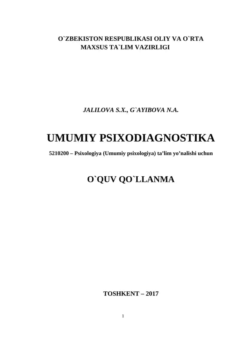 UMUMIY PSIXODIAGNOSTIKA 1