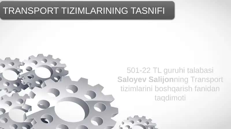 Transport tizimlaring tasnifi 1