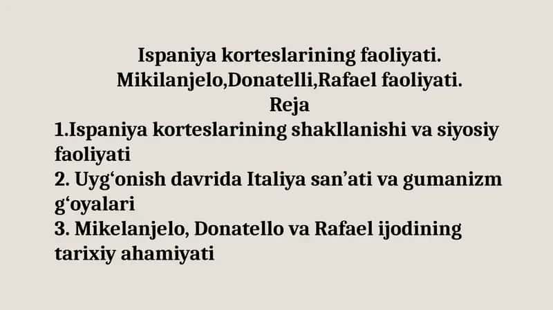 Ispaniyakorteslarining faoliyati 1