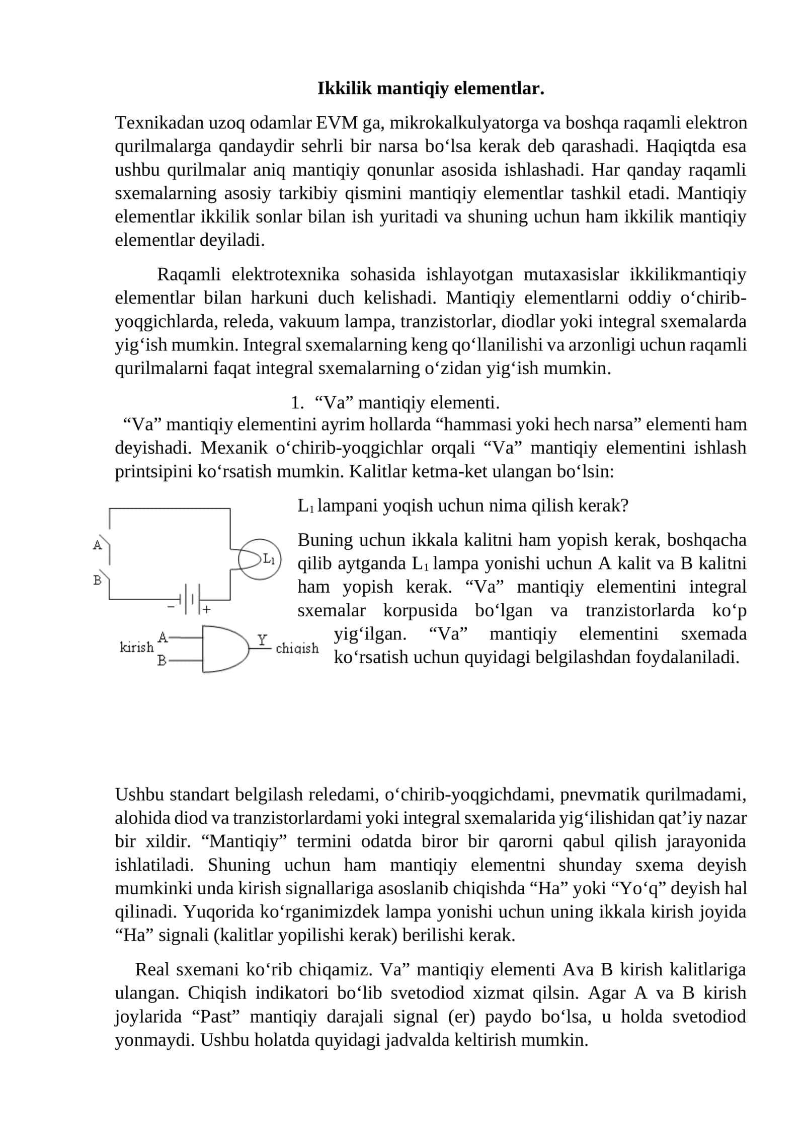 Ikkilik mantiqiy elementlar 1