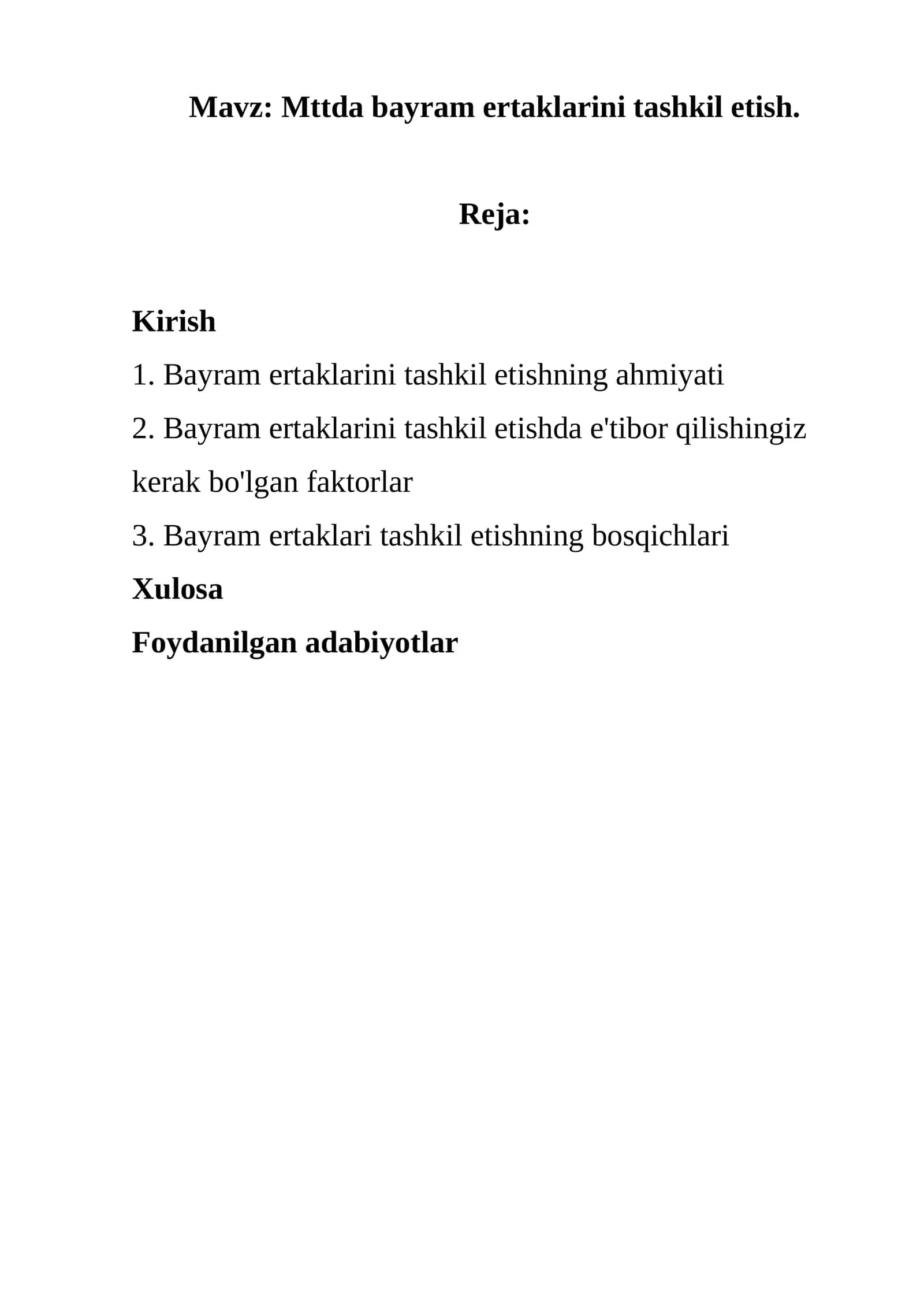Mttda bayram ertaklarini tashkil etish. 1
