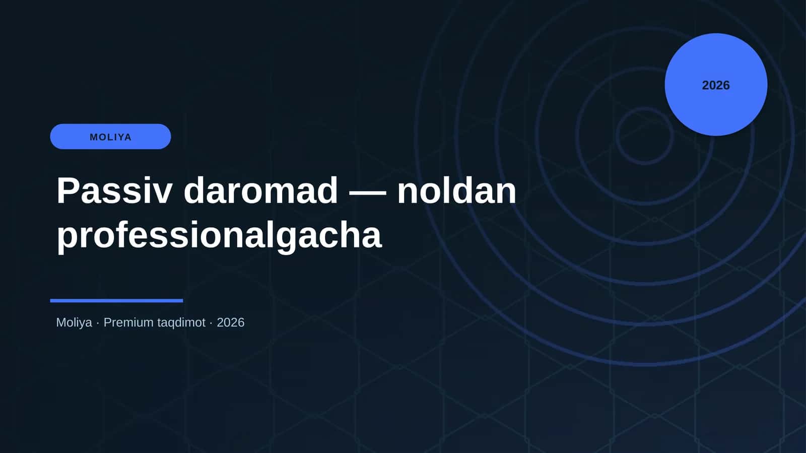 Passiv daromad — noldan professionalgacha 1