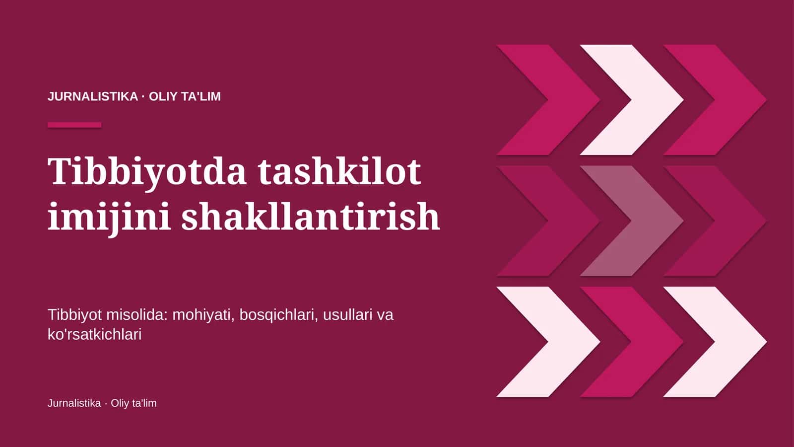 Tibbiyotda tashkilot imijini shakllantirish 1