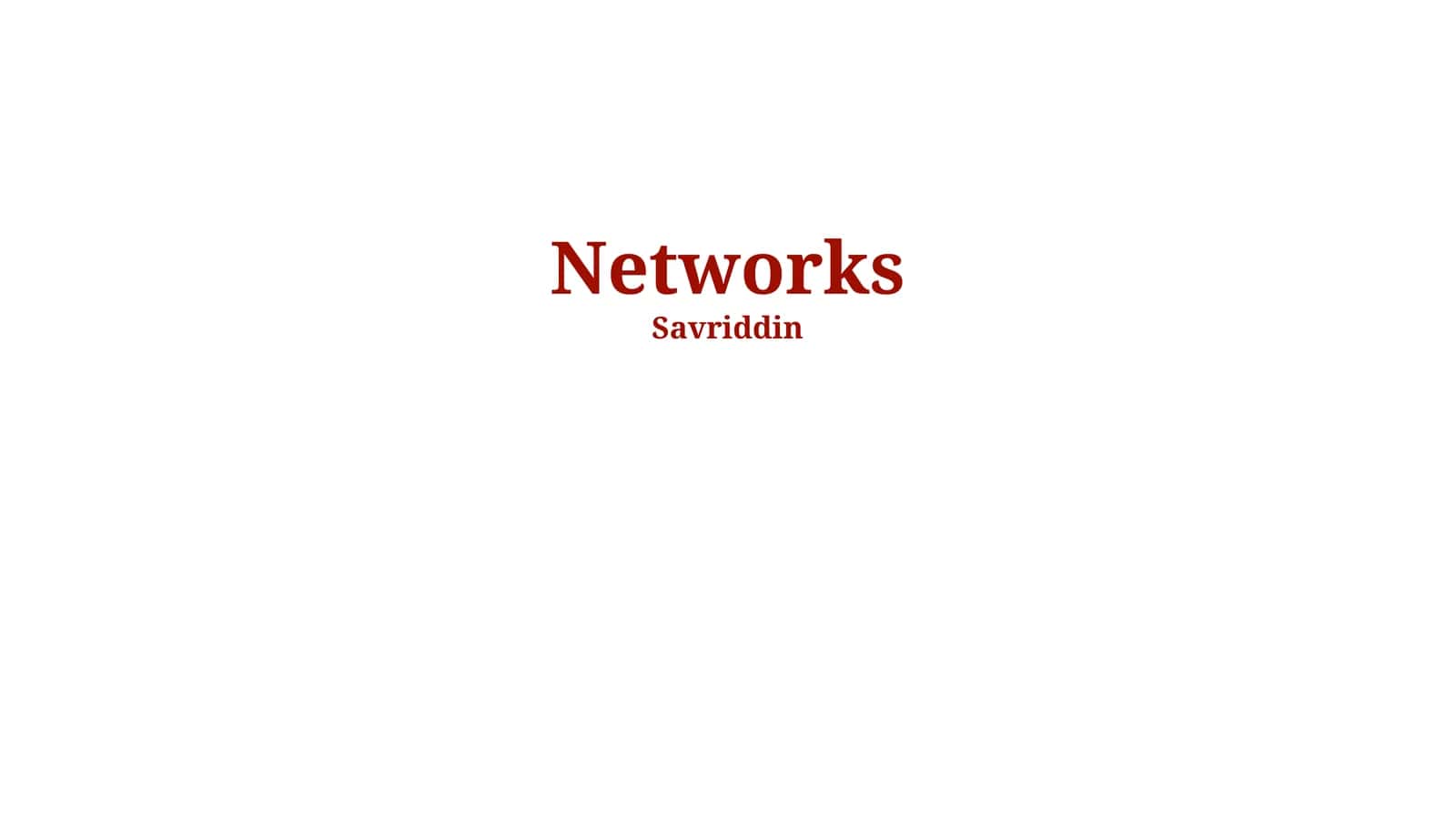 Networks 1