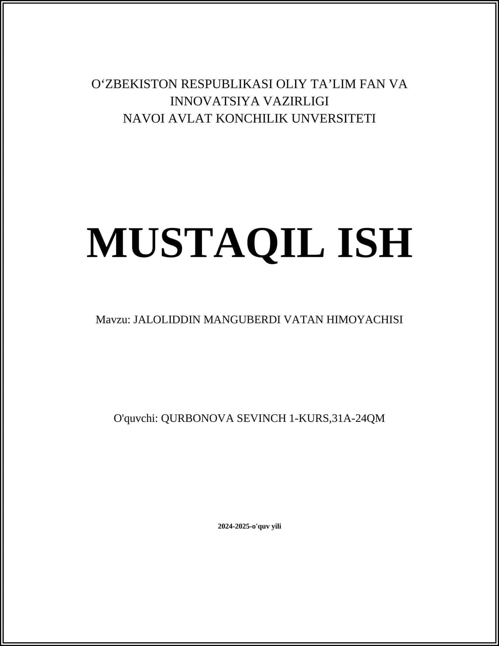 Jaloliddin Manguberdi: Tarixiy arxivlar 1