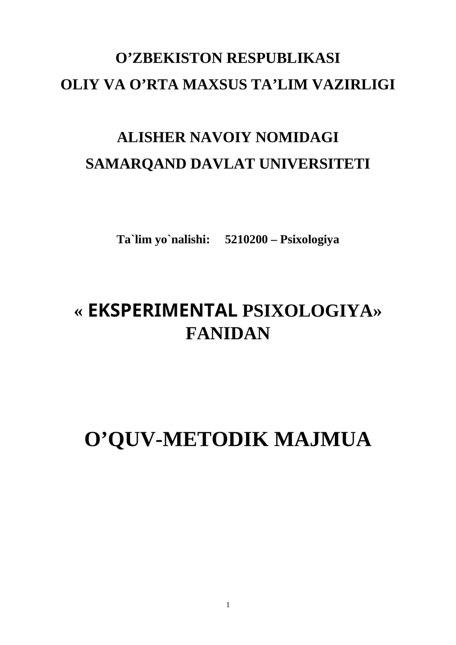 EKSPERIMENTAL PSIXOLOGIYA 1