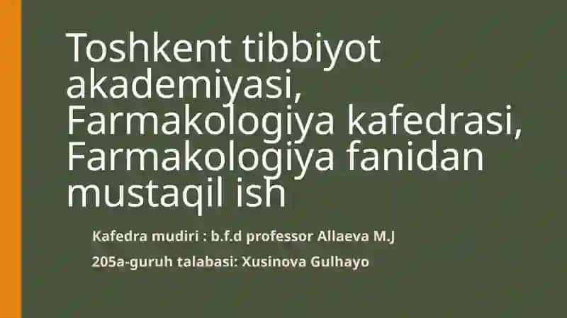 FITOPREPARATLAR VA ULARNING QO’LLANISHI