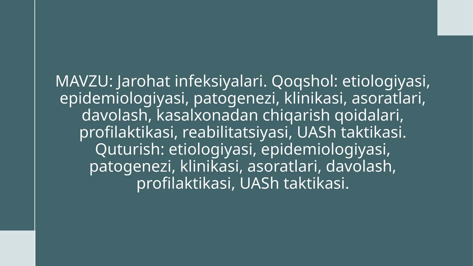 Jarohat infeksiyalari va Qoqshol 1