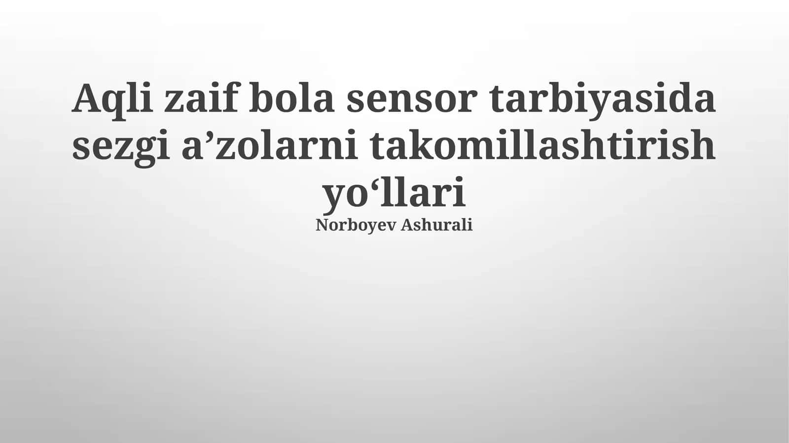 Sensor Idrokning O'ziga Xos Xususiyatlari 1