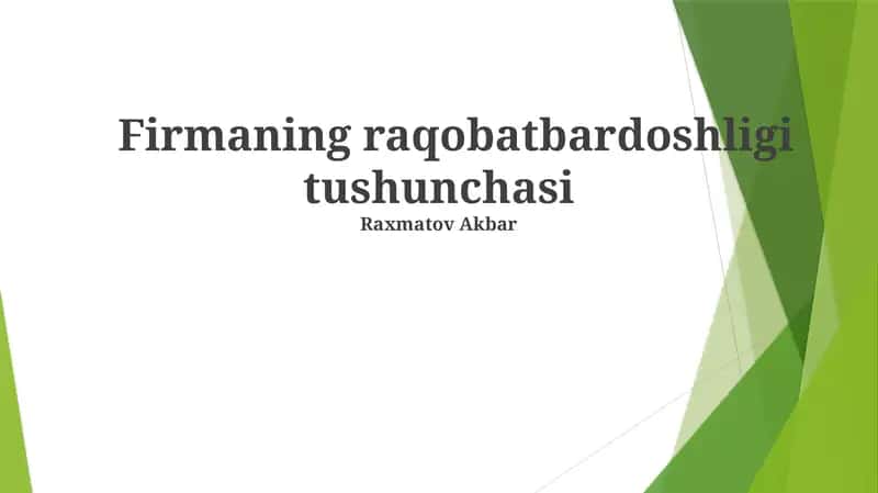 Raqobatbardoshlik Omillari 1