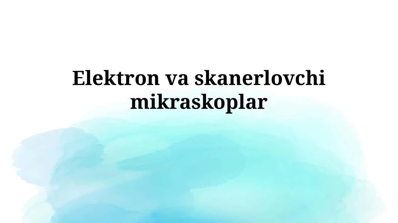 Elektron va skanerlovchi mikroskoplar 1