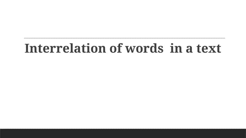 Interrelation of words in a text 1