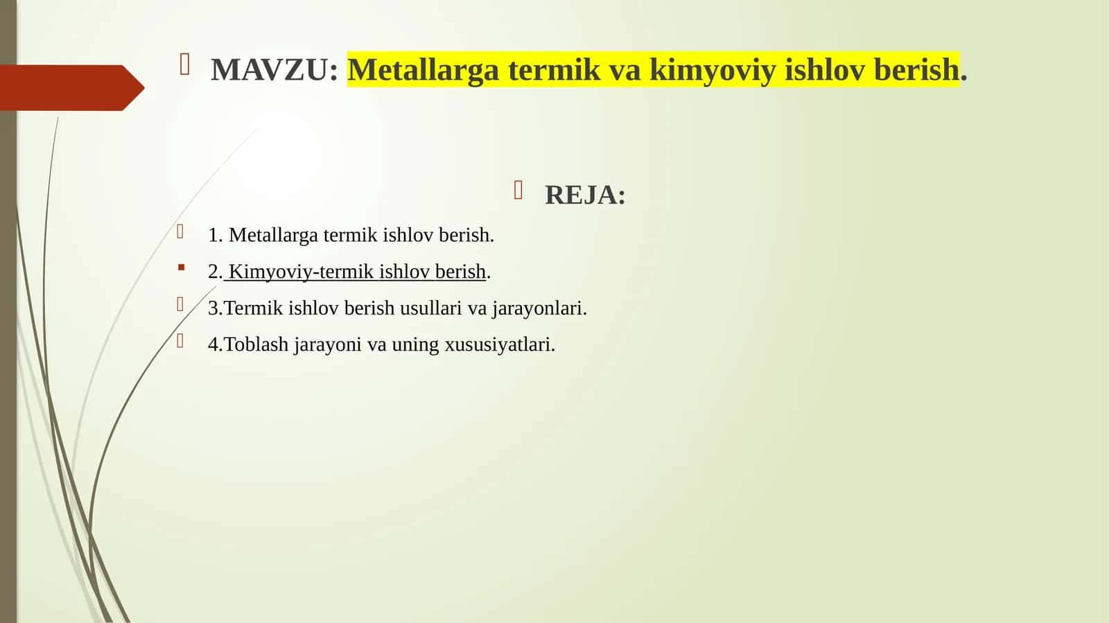 Metallar termik va kimyo viy ishlovberish 1