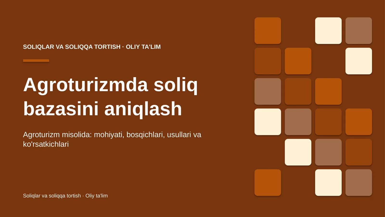 Agroturizmda soliq bazasini aniqlash 1