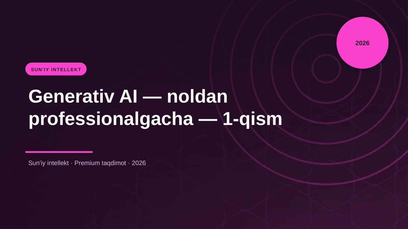 Generativ AI — noldan professionalgacha — 1-qism 1