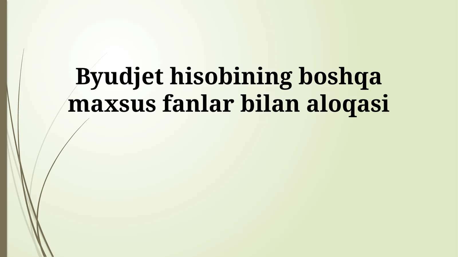 Byudjet hisobining boshqa maxsus fanlar bilan aloqasi 1