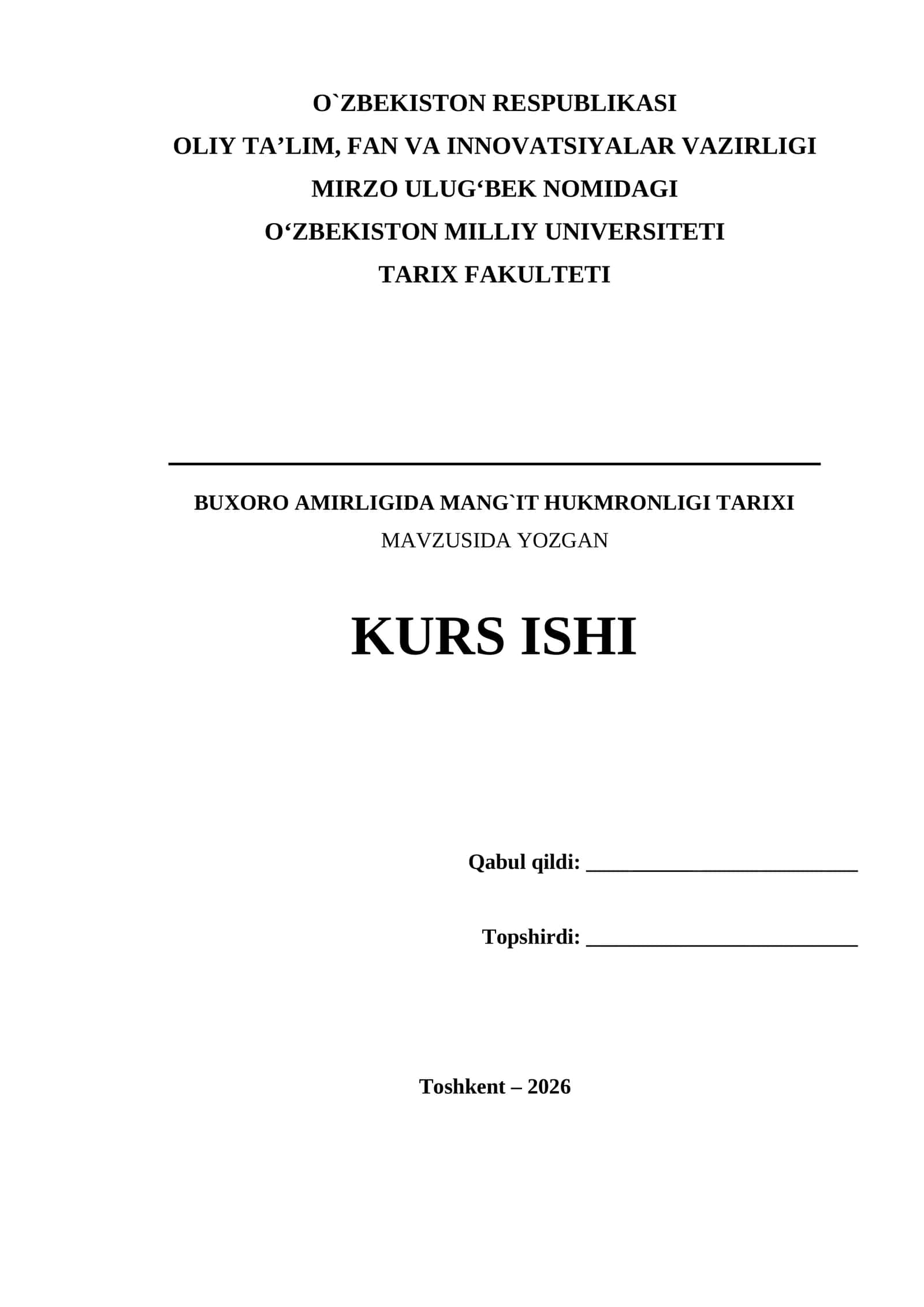 Buxoro amirligida mang`it hukmronligi tarixi 1