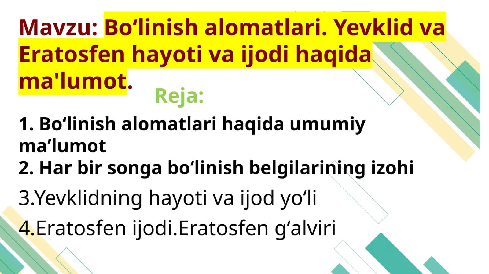 Bo‘linish alomatlari 1