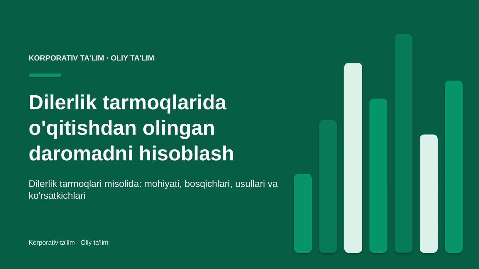 Dilerlik tarmoqlarida o'qitishdan olingan daromadni hisoblash 1