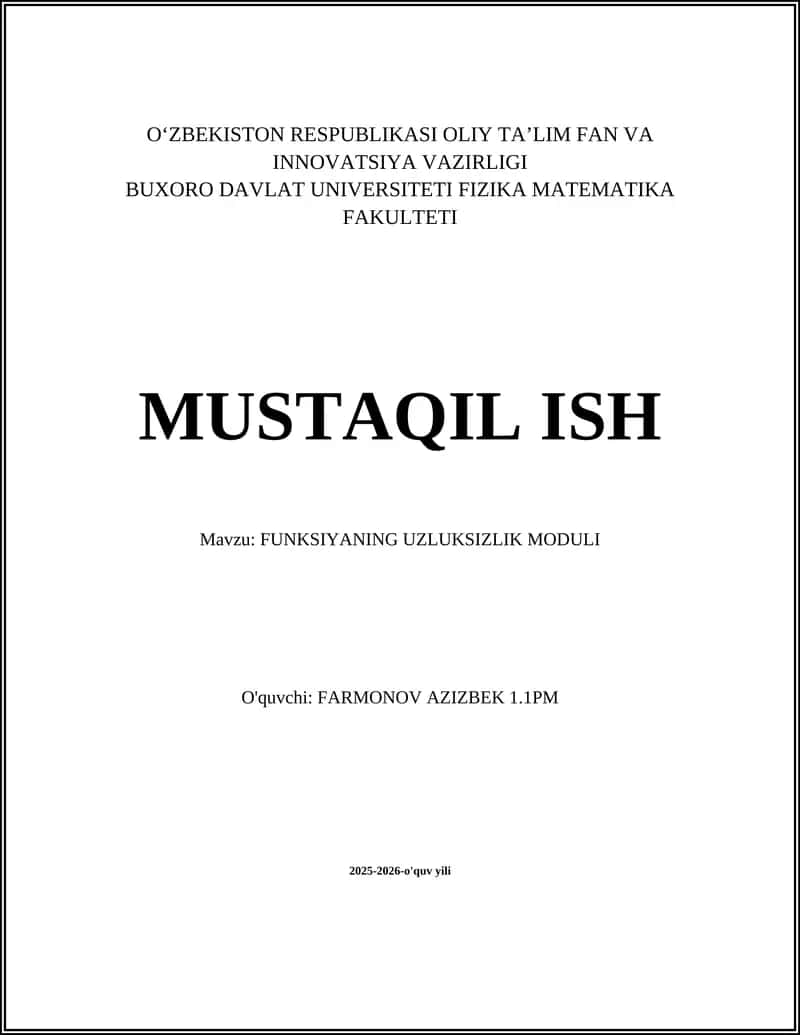 FUNKSIYANING UZLUKSIZLIK MODULI 1
