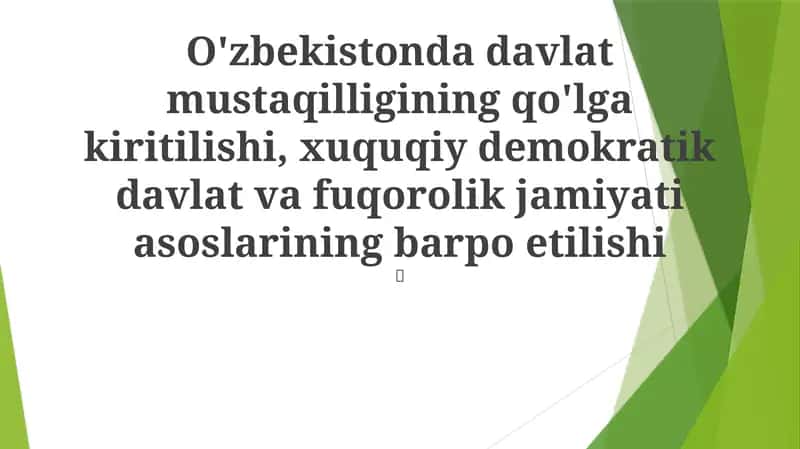 O'zbekistonning Mustaqillikka Yo'li 1