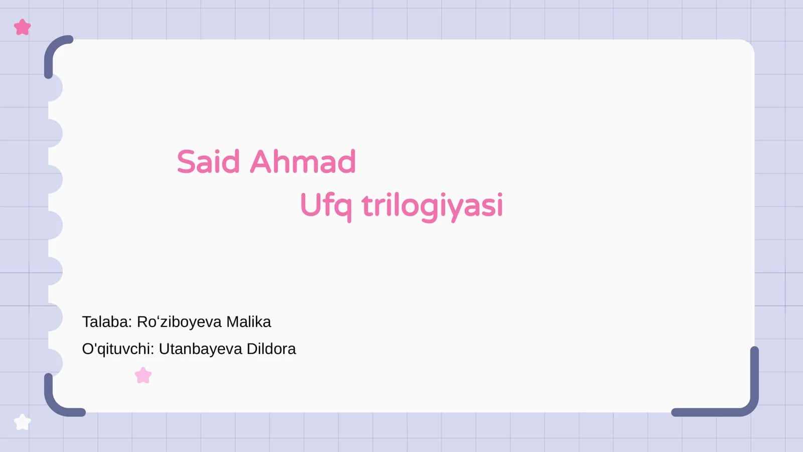 Said Ahmad Ufq trilogiyasi 1