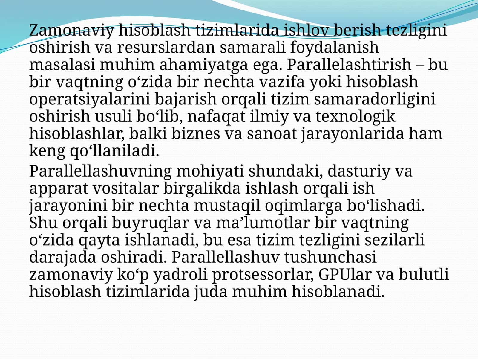 Zamonaviy hisoblash tizimlari 1