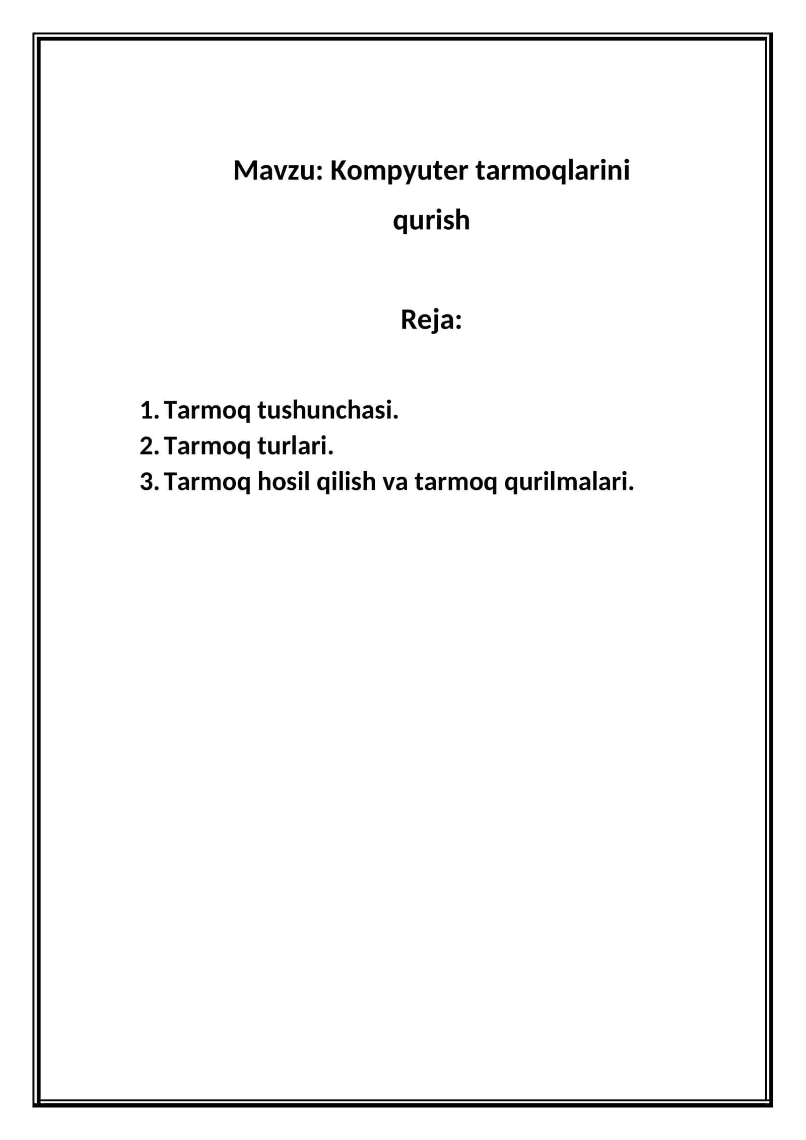 Kompyuter tarmoqlarini qurish 1