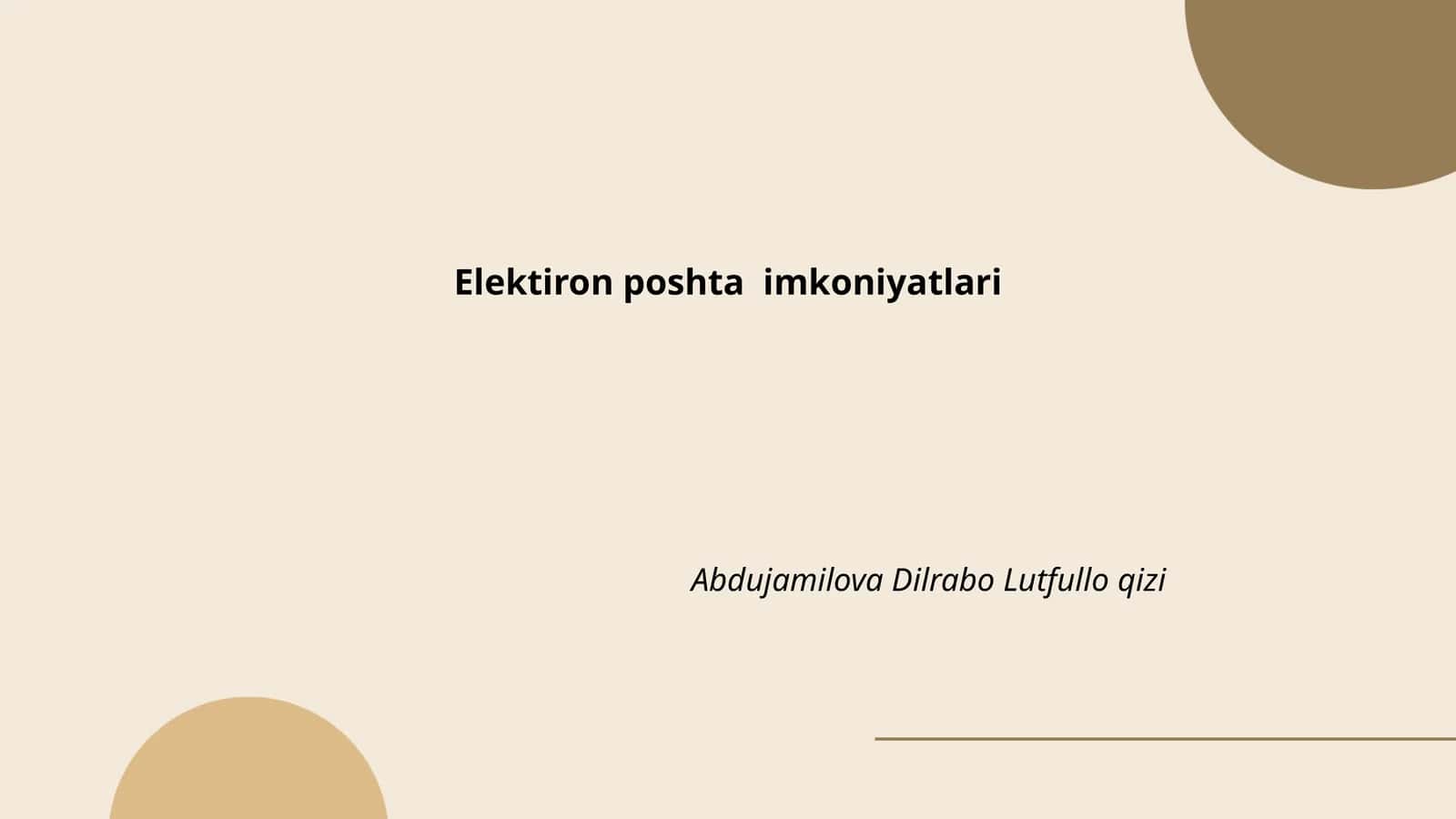 Elektiron poshta imkoniyatlari 1