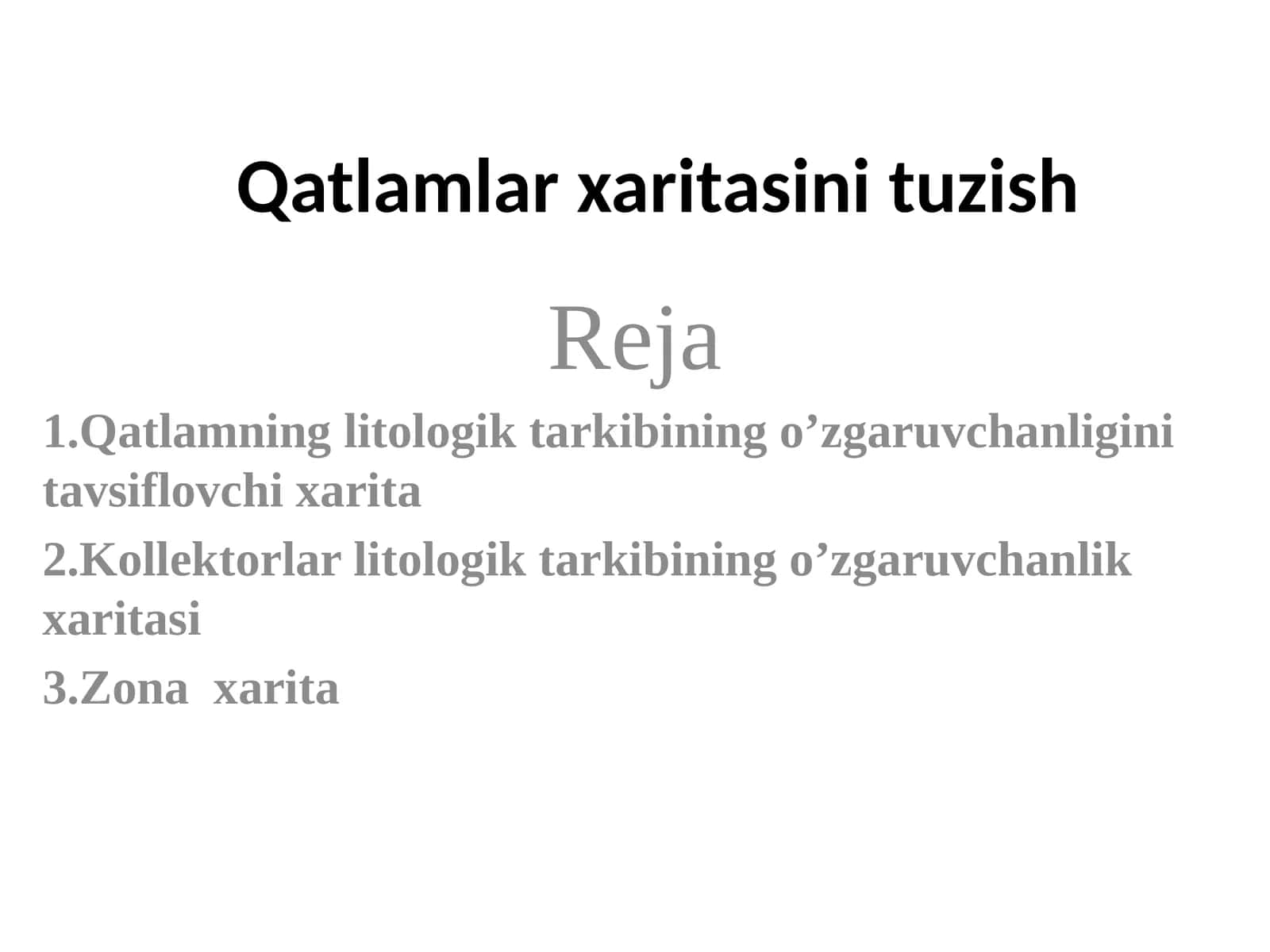 Qatlamlar xaritasi tuzish 1