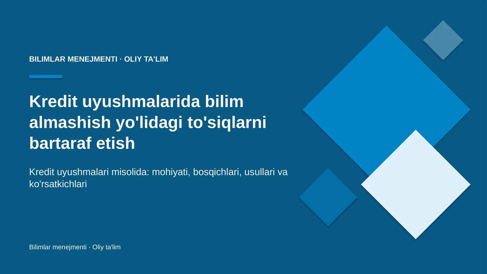 Kredit uyushmalarida bilim almashish yo'lidagi to'siqlarni bartaraf etish 1