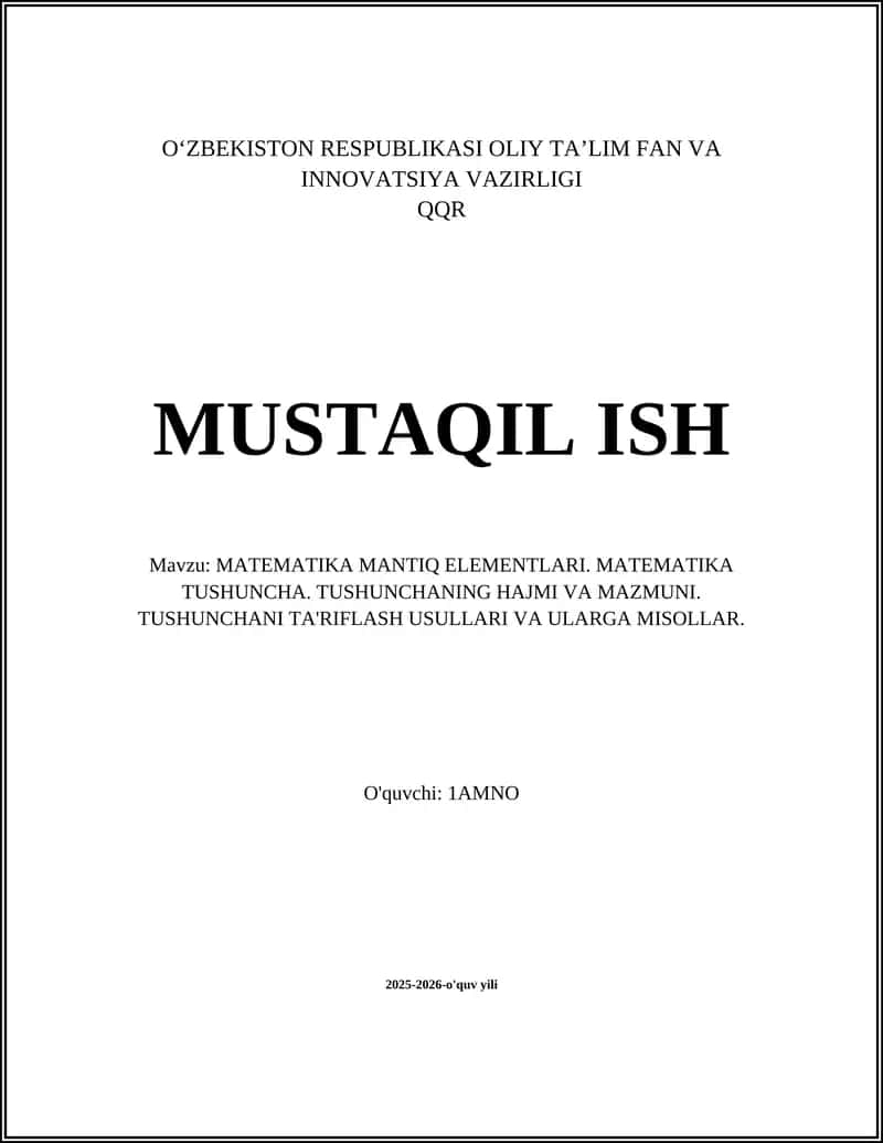 MATEMATIKA MANTIQ ELEMENTLARI 1