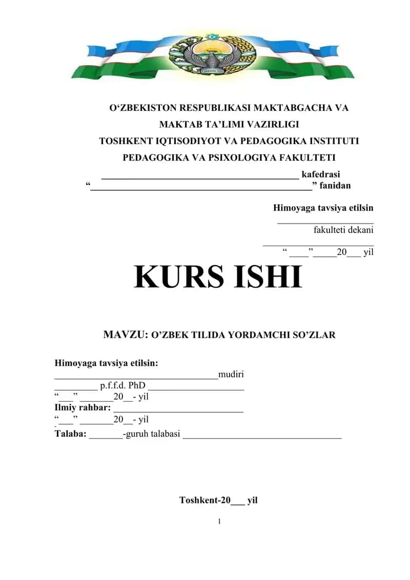 O'zbek tilida yordamchi so'zlar 1