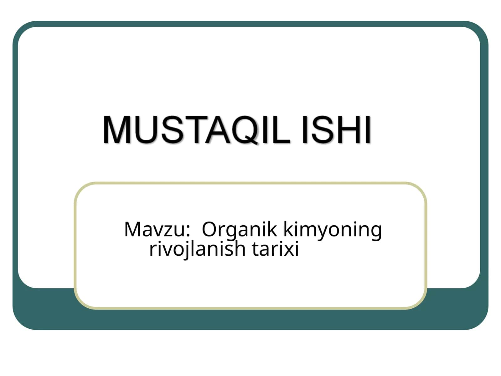 Organik kimyo tarixi 1
