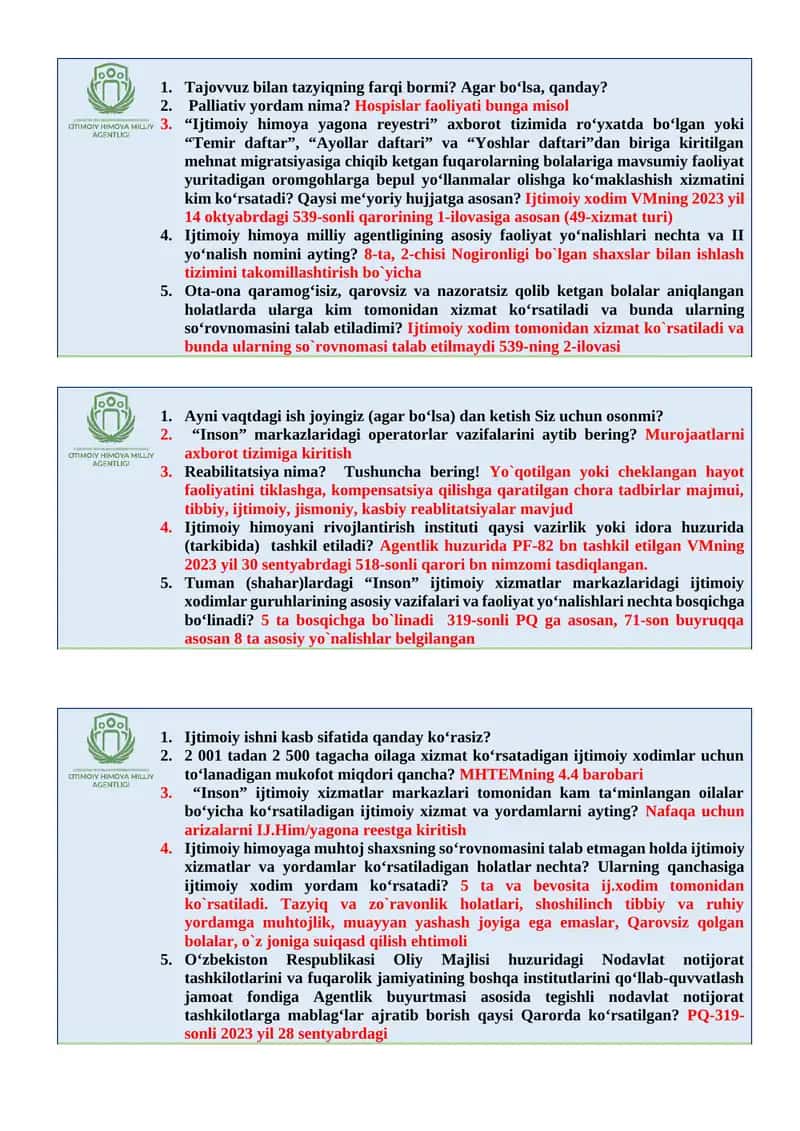 Argos BILETLAR Savollar javoblari bilan 1