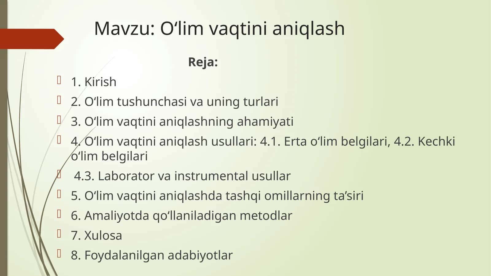O‘lim vaqtini aniqlash 1