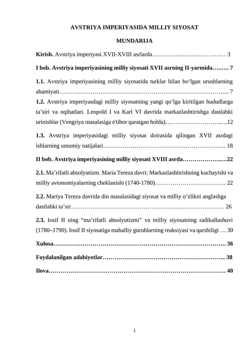 AVSTRIYA IMPERIYASIDA MILLIY SIYOSAT 1