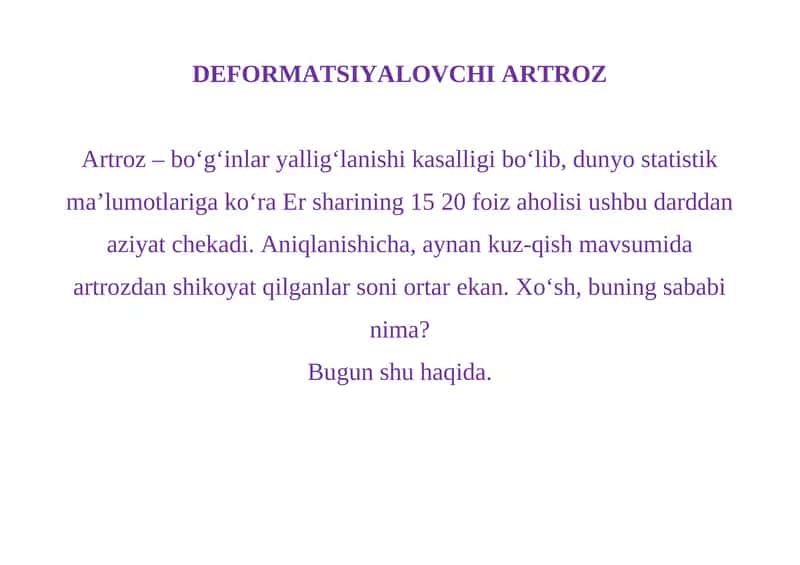DEFORMATSIYALOVCHI ARTROZ 1