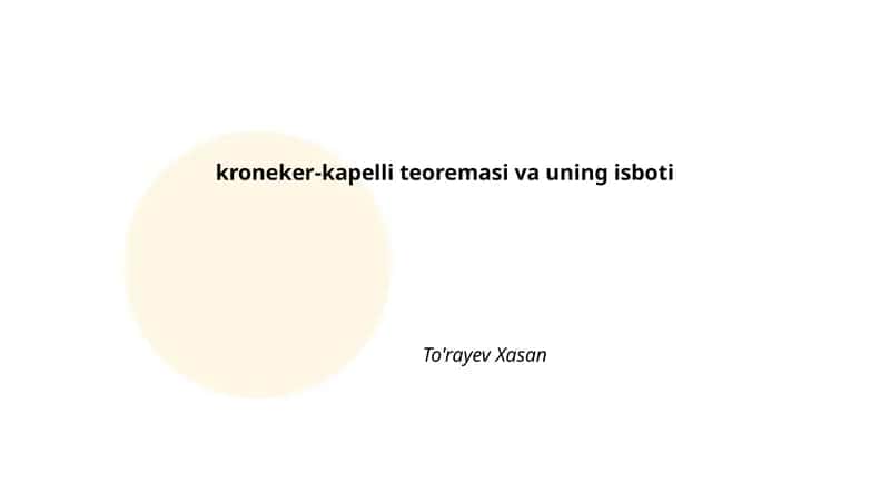 kroneker-kapelli teoremasi va uning isboti 1