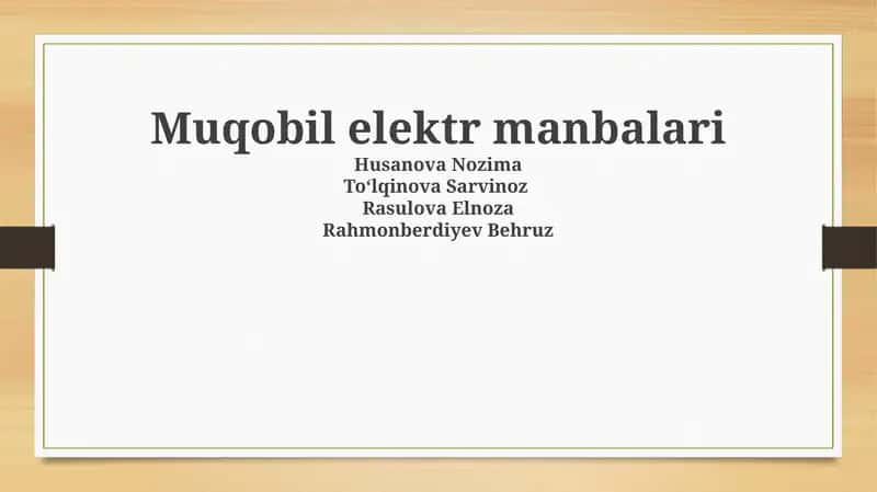 Muqobil elektr manbalari 1
