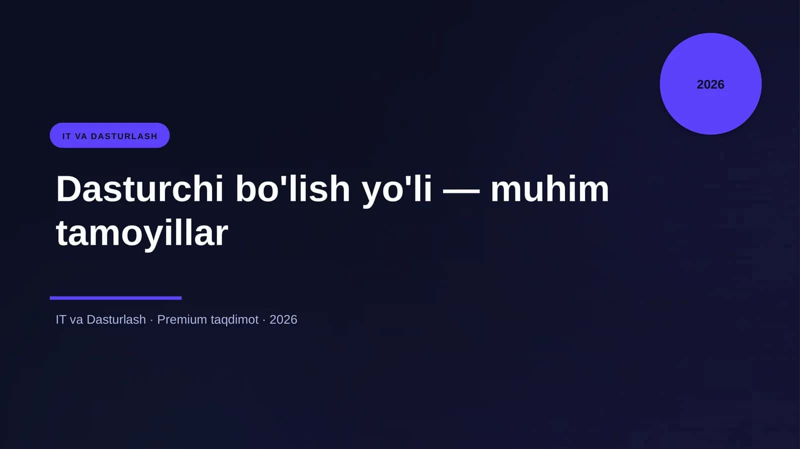 Dasturchi bo'lish yo'li — muhim tamoyillar 1