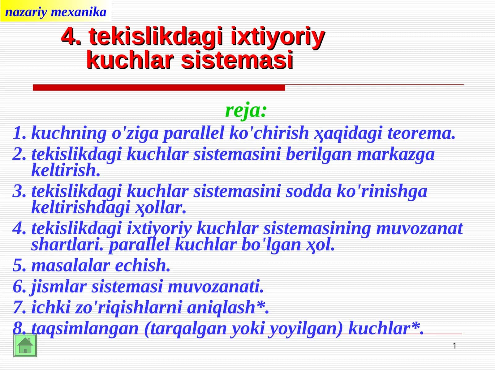 tekislikdagikuchlarsistemasining muvozanati 1