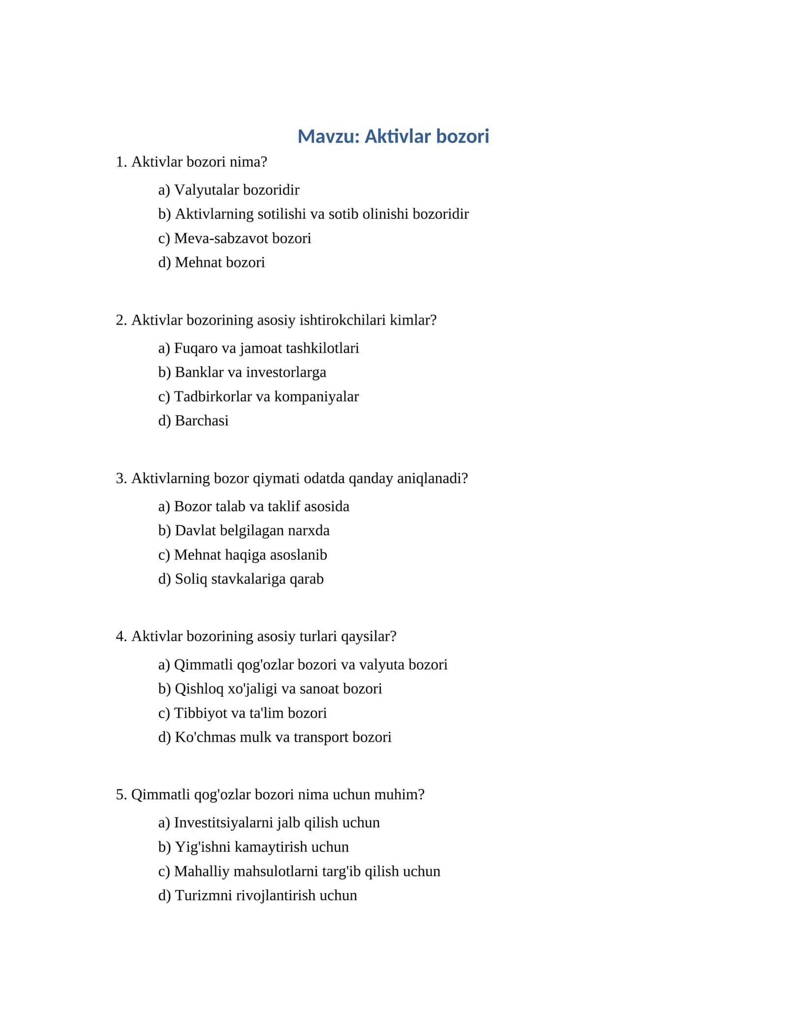 Aktivlar bozori 1