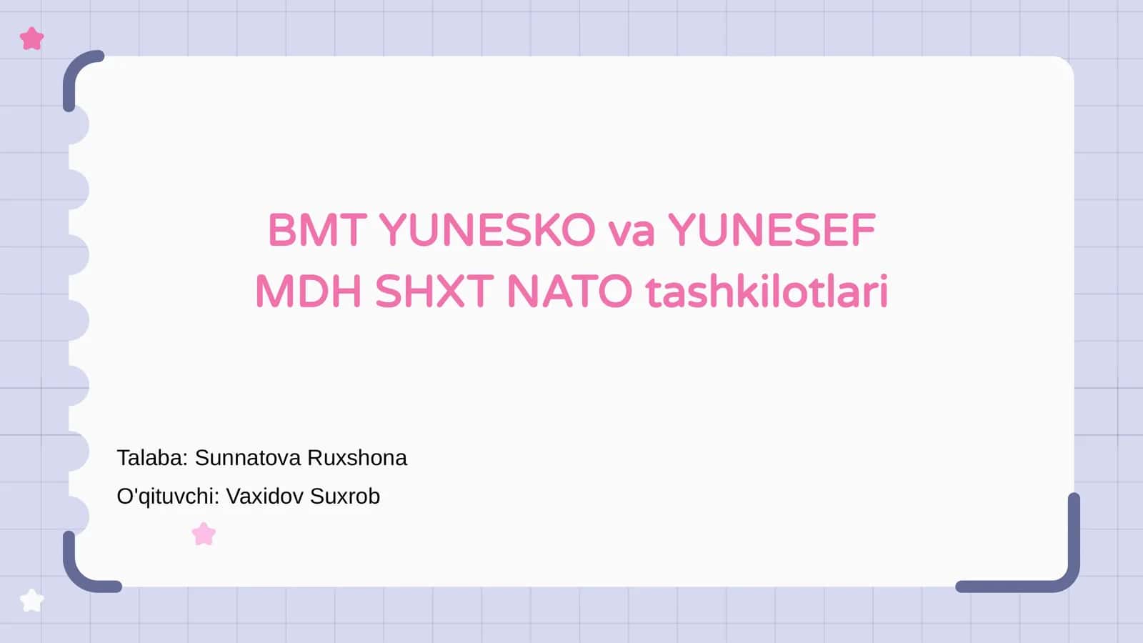 BMT YUNESKO va YUNESEF MDH SHXT NATO tashkilotlari 1