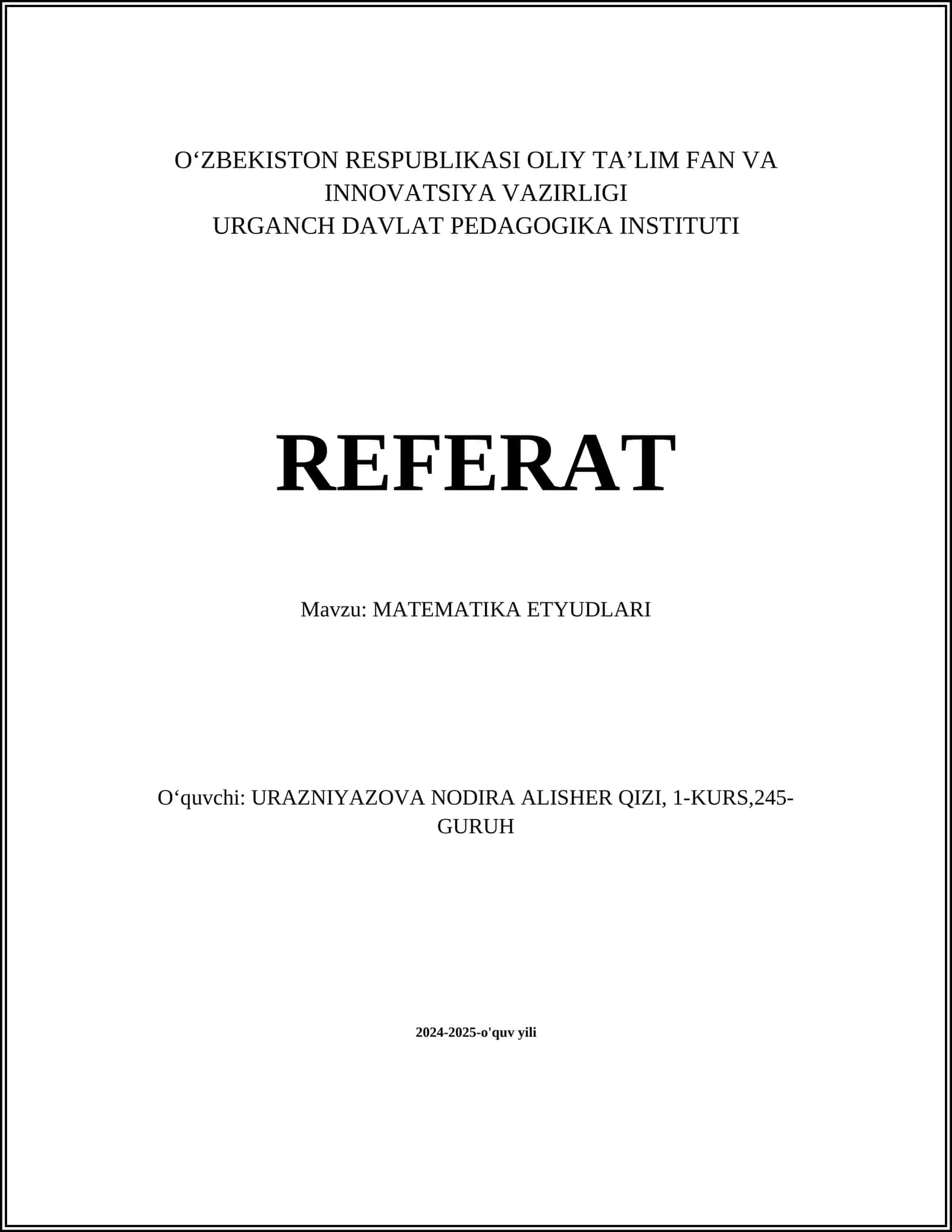 MATEMATIKA ETYUDLARI 1