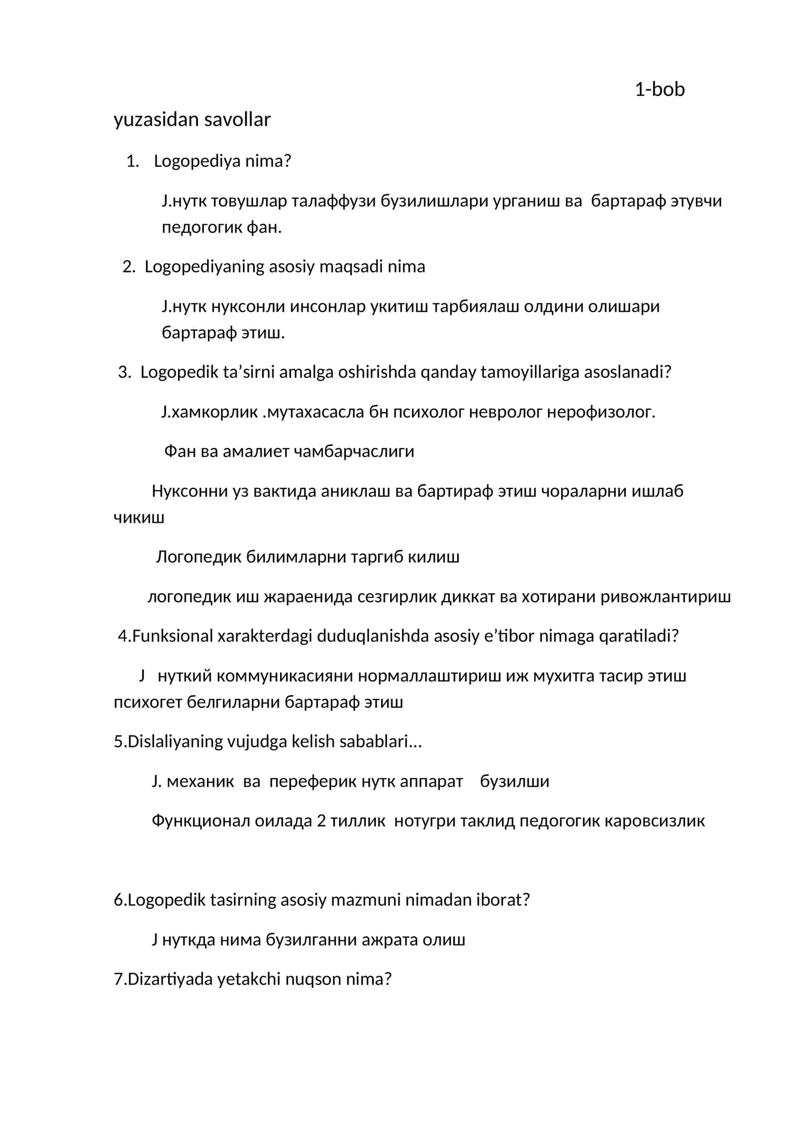 Logopediya attestatsiya savollari 1